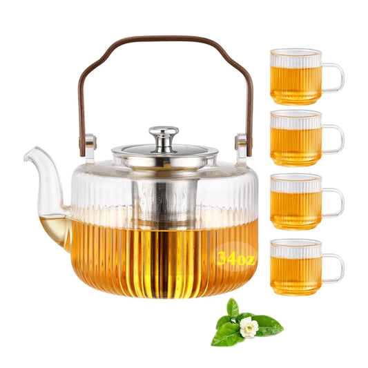 Glass Teapot & Cup Set