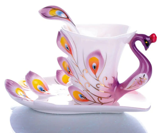 Peacock Porcelain Cup Set